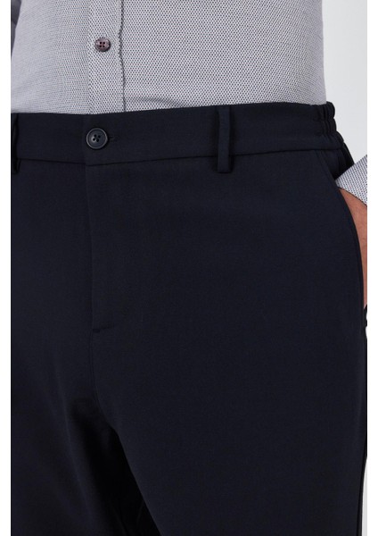 Koyu Lacivert Esnek Yandan Cepli Casual Standart Fit Jogger Pantolon 1003250119