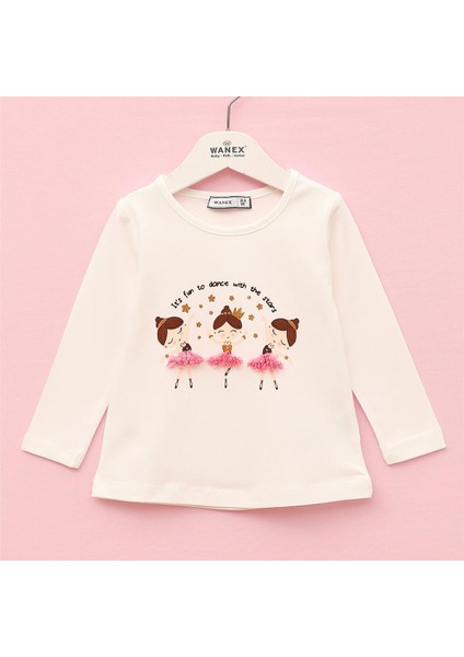 Kız Çocuk Uzun Kol Ince Kışlık Tişört - (1 Yaş-6 Yaş) - 32434 - Vanilya