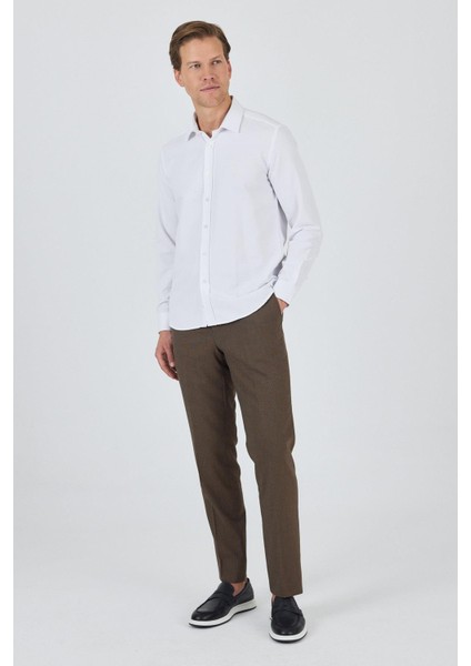 Uzun Kol Desenli Armürlü Sert Yaka Cepsiz Pamuklu Classic Slim Fit Gömlek 1004250194 fiyatları