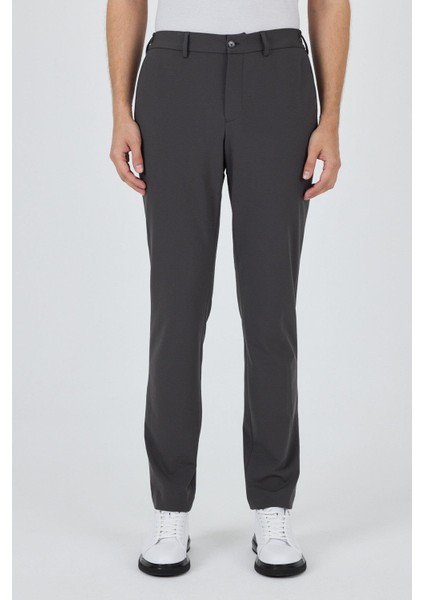 Koyu Antrasit Esnek Yandan Cepli Casual Slim Fit Jogger Pantolon 1003250162