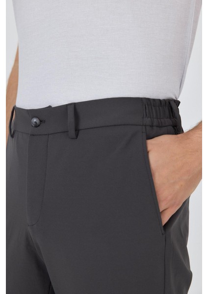 Koyu Antrasit Esnek Yandan Cepli Casual Slim Fit Jogger Pantolon 1003250162