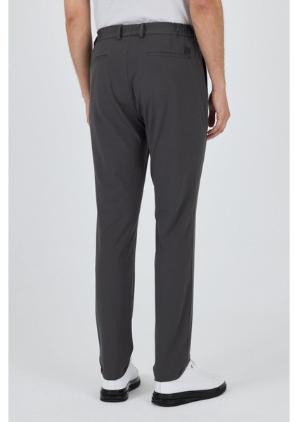 Koyu Antrasit Esnek Yandan Cepli Casual Slim Fit Jogger Pantolon 1003250162