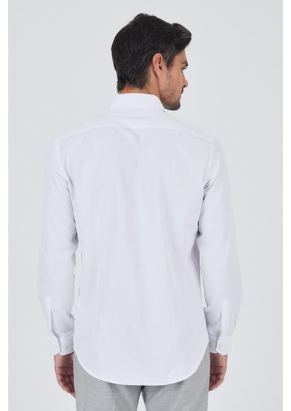 Beyaz Sert Yaka Düz Classic Pamuklu Slim Fit Gömlek 1004250900 indirimleri