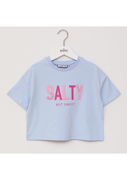 Kız Çocuk O Yaka Kısa Kol Yazlık Tişört - (7 Yaş-12 Yaş) - 32316 - Mavi