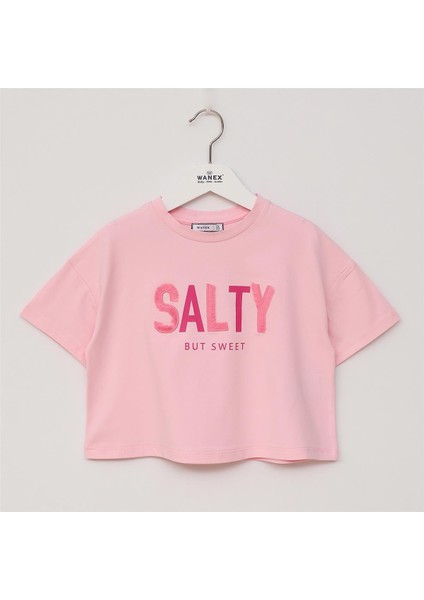 Kız Çocuk O Yaka Kısa Kol Yazlık Tişört - (7 Yaş-12 Yaş) - 32316 - Pembe