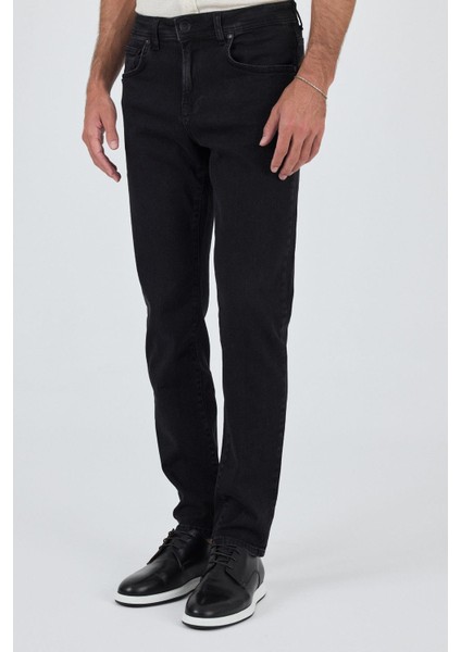 Siyah Gabardin 5 Cep Düz Paça Casual Slim Fit Pamuklu Denim Pantolon 1023250151 fiyatları