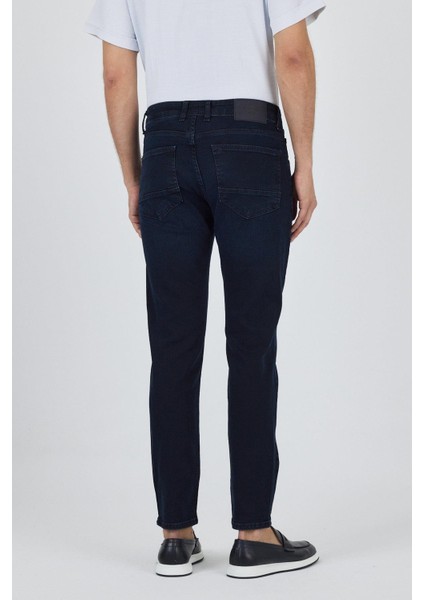 Koyu Lacivert Gabardin 5 Cep Düz Paça Casual Slim Fit Pamuklu Denim Pantolon 1023250150