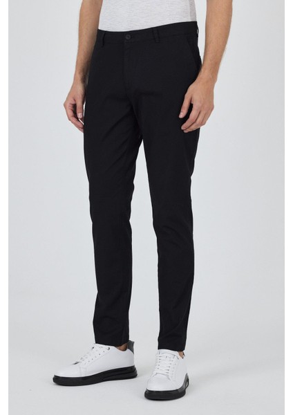 Siyah Armürlü Yan Cep Düz Paça Slim Fit Pamuklu Casual Chino Pantolon 1003250120 modelleri