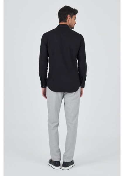 Uzun Kol Düz Bez Ayağı Düğmeli Yaka Cepsiz Pamuklu Casual Slim Fit Gömlek 1004250212 indirimleri