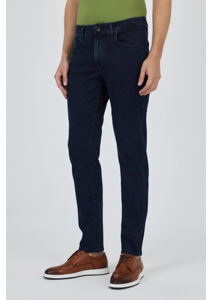Koyu Lacivert Gabardin 5 Cep Düz Paça Casual Slim Fit Pamuklu Denim Pantolon 1023250151 modelleri