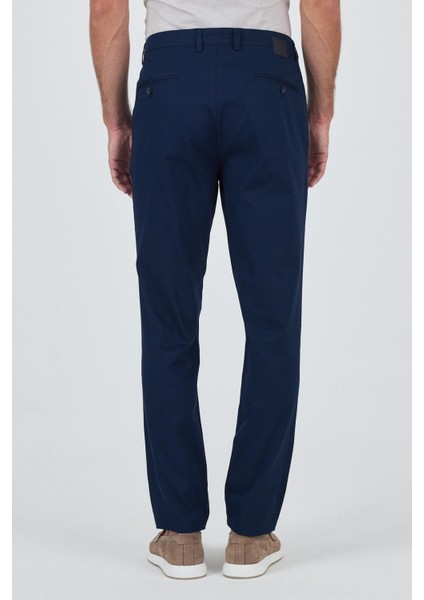 Lacivert Gabardin Yan Cep Düz Paça Comfort Fit Pamuklu Casual Chino Pantolon 1003250121