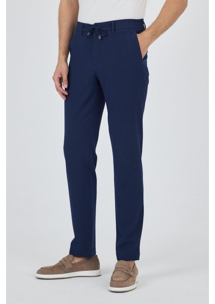 Koyu Lacivert Esnek Yandan Cepli Casual Comfort Fit Jogger Pantolon 1003250117