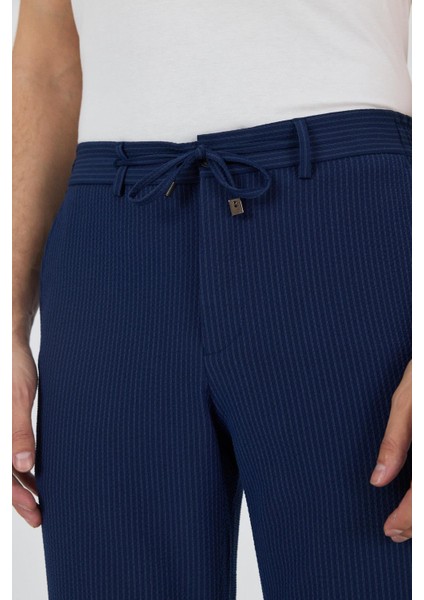 Koyu Lacivert Esnek Yandan Cepli Casual Comfort Fit Jogger Pantolon 1003250117