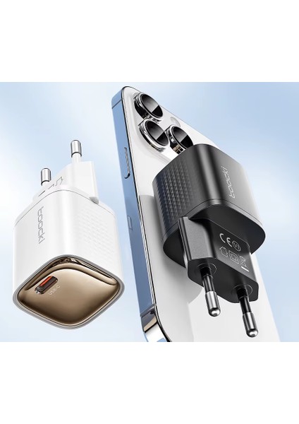 20W Gan Type-C Tip C Şarj Cihazı Hızlı iPhone 16 15 14 13 12 11 Pro Max iPad Samsung Oppo