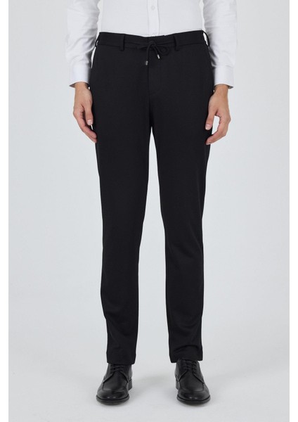 Siyah Esnek Yandan Cepli Casual Slim Fit Pantolon 1003250158