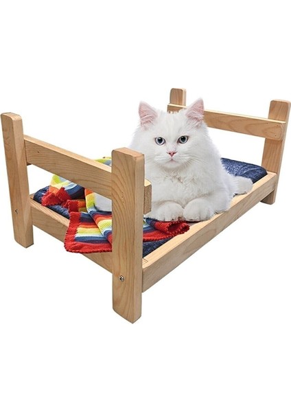 Sevimli Küçük Kedi Yatağı, Doğal Çam Ahşap Kedi ve Küçük Köpek Yatağı Mobilyaları,