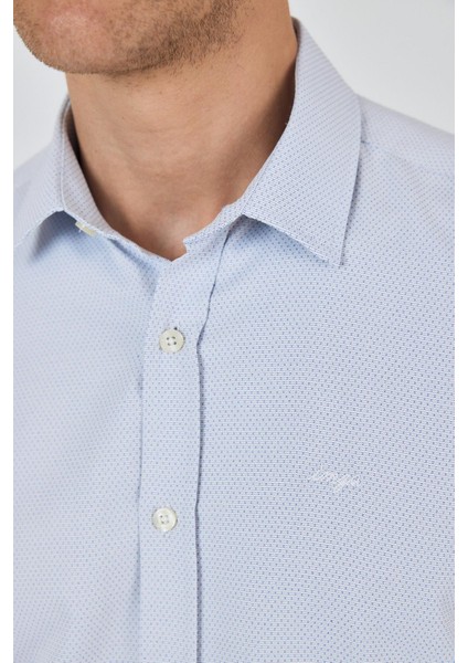 Uzun Kol Desenli Armürlü Sert Yaka Cepsiz Pamuklu Classic Slim Fit Gömlek 1004250184 fırsatları