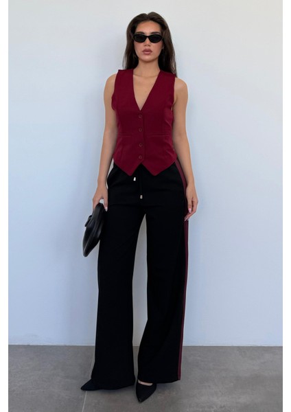 Siyah Şerit Detaylı Bol Paça Kadın Pantolon MG2441 fiyatları