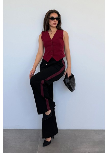 Siyah Şerit Detaylı Bol Paça Kadın Pantolon MG2441 indirimleri