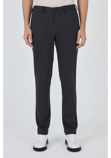 Koyu Antrasit Esnek Yandan Cepli Casual Slim Fit Jogger Pantolon 1003250156