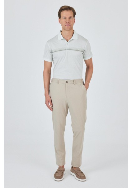 Bej Esnek Yandan Cepli Casual Slim Fit Jogger Pantolon 1003250162