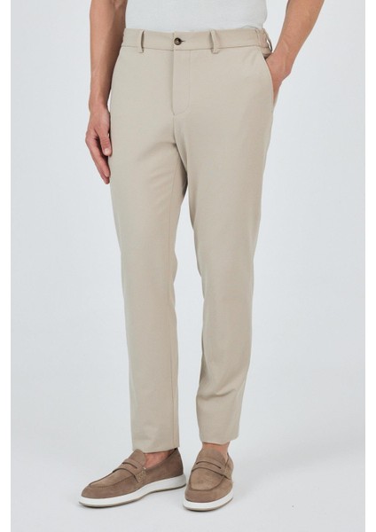Bej Esnek Yandan Cepli Casual Slim Fit Jogger Pantolon 1003250162