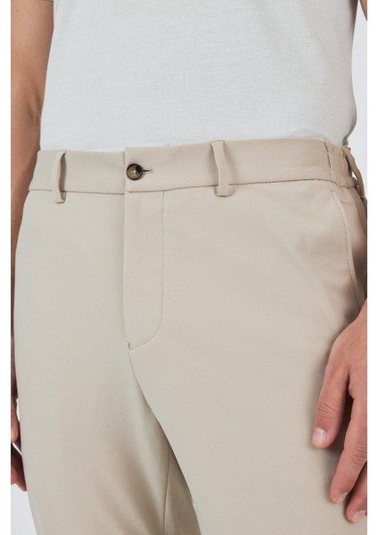 Bej Esnek Yandan Cepli Casual Slim Fit Jogger Pantolon 1003250162