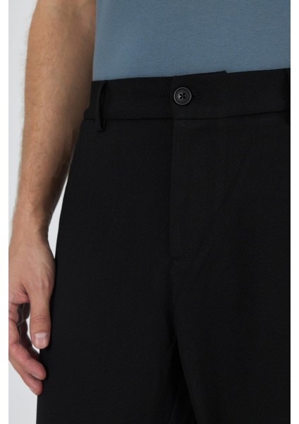 Siyah Esnek Yandan Cepli Casual Standart Fit Jogger Pantolon 1003250119