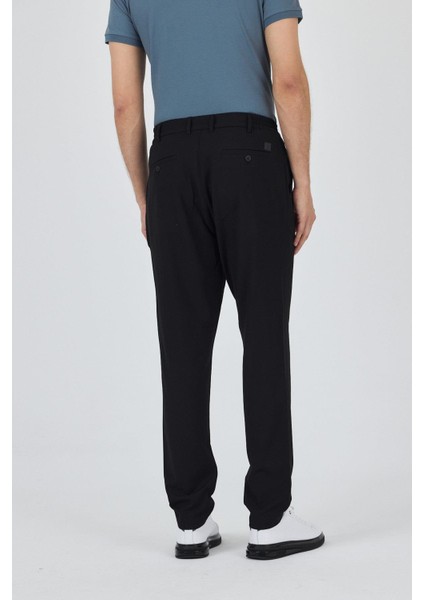 Siyah Esnek Yandan Cepli Casual Standart Fit Jogger Pantolon 1003250119