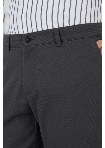 Koyu Antrasit Desenli Armürlü Yan Cep Düz Paça Comfort Fit Pamuklu Casual Chino Pantolon 1003250122 fırsatları