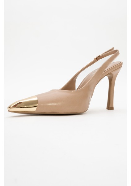 Flare Siyah Cilt Gold Detaylı Kadın Topuklu Ayakkabı fırsatları