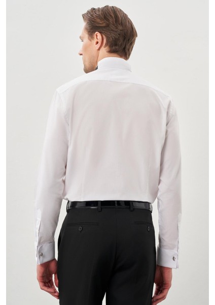 Beyaz Uzun Kol Düz Bez Ayağı Ata Yaka Cepsiz Pamuklu Basic Slim Fit Gömlek 1004245060 indirimleri