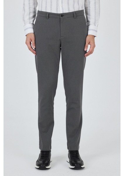 Füme Desenli Armürlü Yan Cep Düz Paça Comfort Fit Pamuklu Casual Chino Pantolon 1003250122