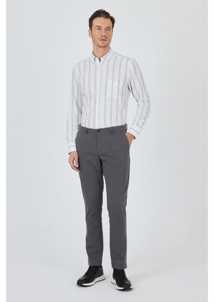 Füme Desenli Armürlü Yan Cep Düz Paça Comfort Fit Pamuklu Casual Chino Pantolon 1003250122 fiyatları