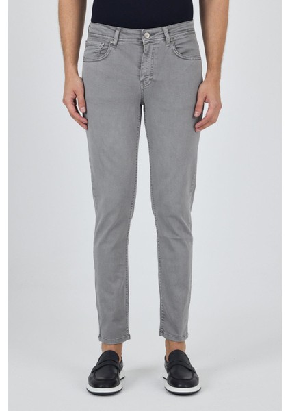 Gri Pamuklu 5 Cep Casual Slim Fit 5 Cep Pantolon 1003250318