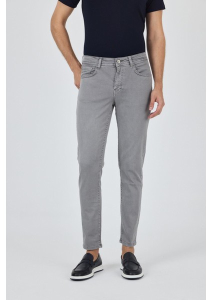 Gri Pamuklu 5 Cep Casual Slim Fit 5 Cep Pantolon 1003250318