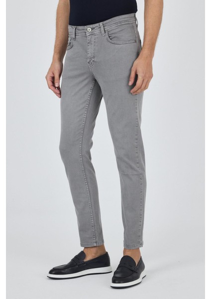 Gri Pamuklu 5 Cep Casual Slim Fit 5 Cep Pantolon 1003250318