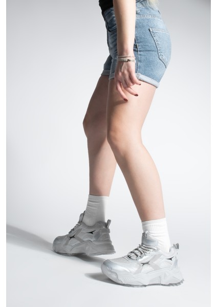Kadın Sneaker Kalın Taban Bağcıklı Çok Parçalı Spor Ayakkabı Mizon