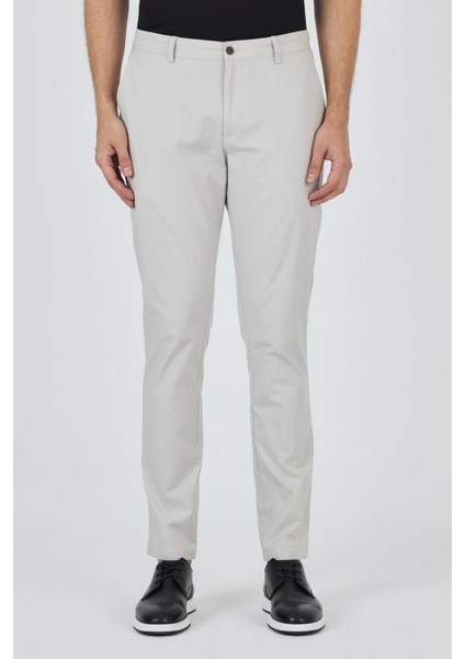 Gri Armürlü Yan Cep Düz Paça Slim Fit Pamuklu Casual Chino Pantolon 1003250120