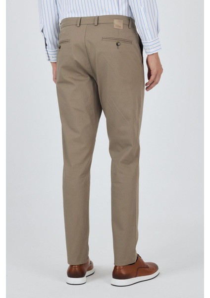Koyu Vizon Gabardin Yan Cep Düz Paça Comfort Fit Pamuklu Casual Chino Pantolon 1003250121