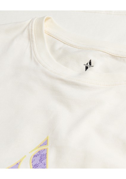 W Graphic Tee Loose Fit T-Shirt Kadın Off White Tshirt S2510311-102 modelleri