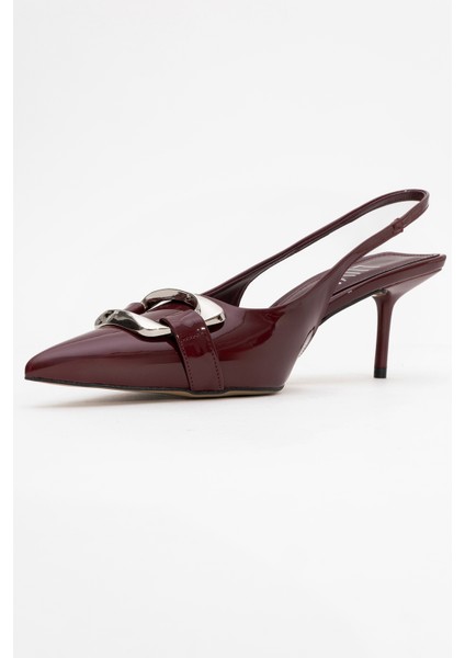 Lustre Siyah Rugan Tokalı Sivri Burun Kadın Topuklu Ayakkabı fırsatları