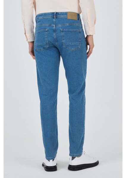 Koyu Mavi Gabardin 5 Cep Düz Paça Casual Slim Fit Pamuklu Denim Pantolon 1023250155 indirimleri