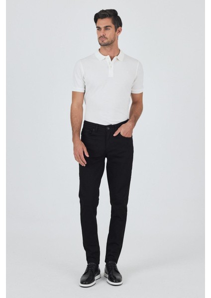 Siyah Gabardin 5 Cep Düz Paça Casual Slim Fit Pamuklu Denim Pantolon 1023250158 fiyatları