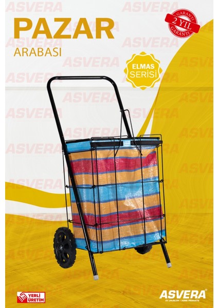 Elmas Serisi – Katlanabilir Kalın Telli Pazar Arabası | Tekerlekli Market & Alışveriş Çantalı Araç