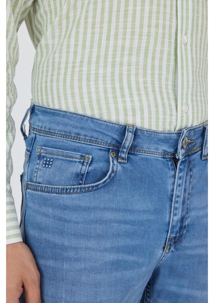 Koyu Mavi Gabardin 5 Cep Düz Paça Casual Slim Fit Pamuklu Denim Pantolon 1023250156 modelleri