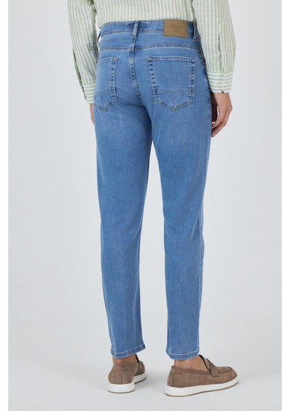 Koyu Mavi Gabardin 5 Cep Düz Paça Casual Slim Fit Pamuklu Denim Pantolon 1023250156 indirimleri