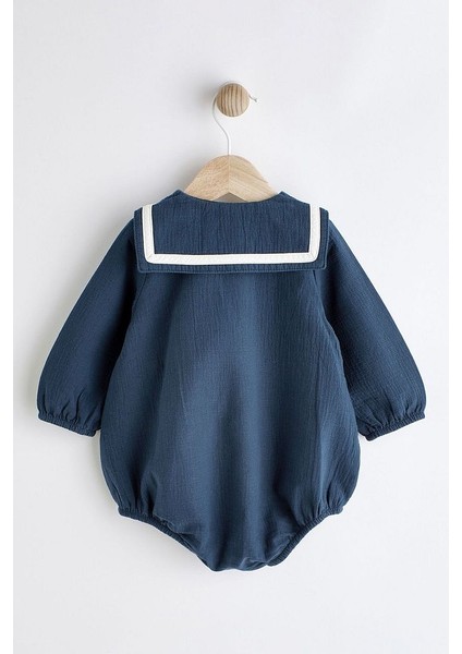 % 100 Pamuklu Lacivert Denizci Romper Çorap Set