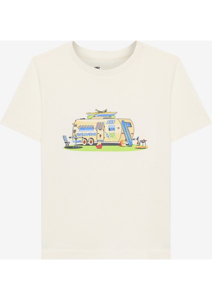 B Short Sleeve Regular Fit T-Shirt Büyük Erkek Çocuk Off White Tshirt SK2510102-102