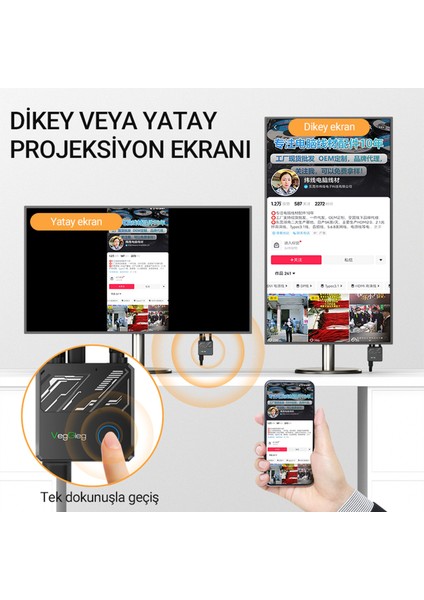 4K HDMI VGA 2.4 / 5ghz Wireless Kablosuz Görüntü Aktarım Cihazı fırsatları